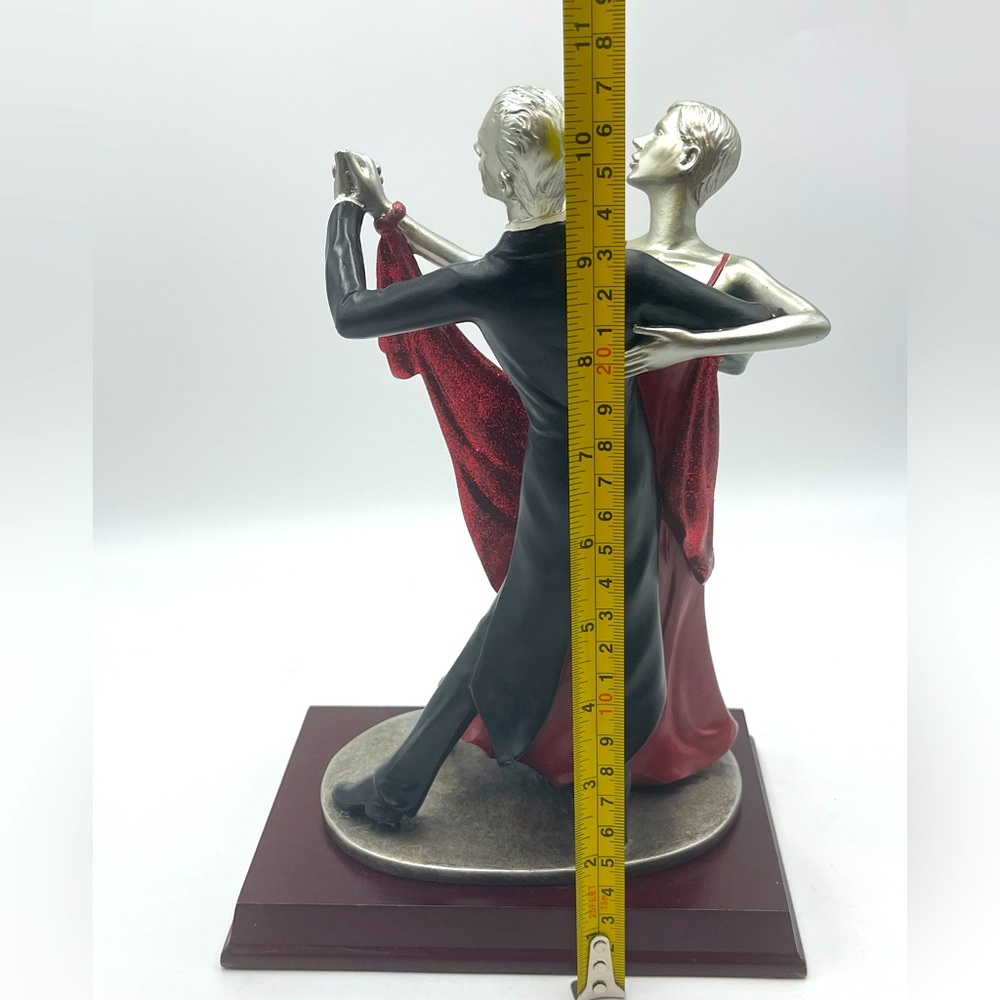Vintage Art Deco Ballroom Dancing Couple; 10 1/2” Ceramic Statue on Wood Base - Picture 14 of 15